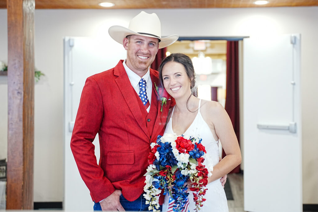 Couple getting married, American style, at the Little Vegas Chapel